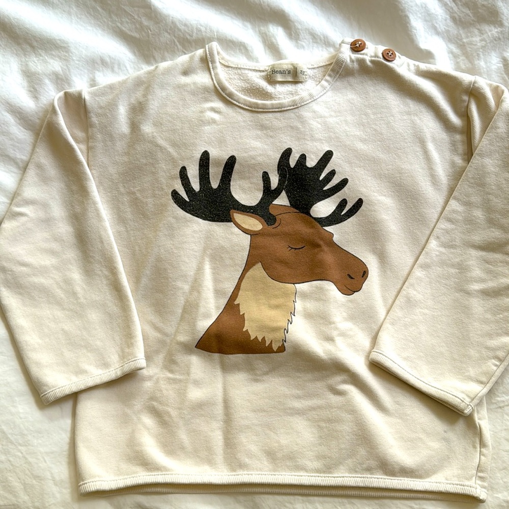 Beans Barcelona organic cotton sweatshirt with elk size 3 year old